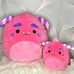 Squishmallow Mont the Valentine Monster Set of Two 16” & 8” NWT